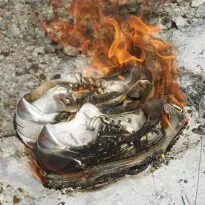 burning Nike Cortez